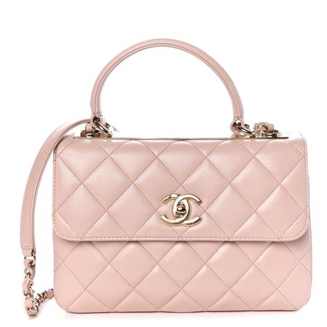 chanel light pink handbag|Chanel pink quilted handbag.